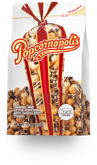 Pouch of Popcornopolis® Double Drizzle gourmet popcorn