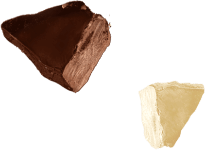 A picture of a chuck of dark chocolate & white chocolate.