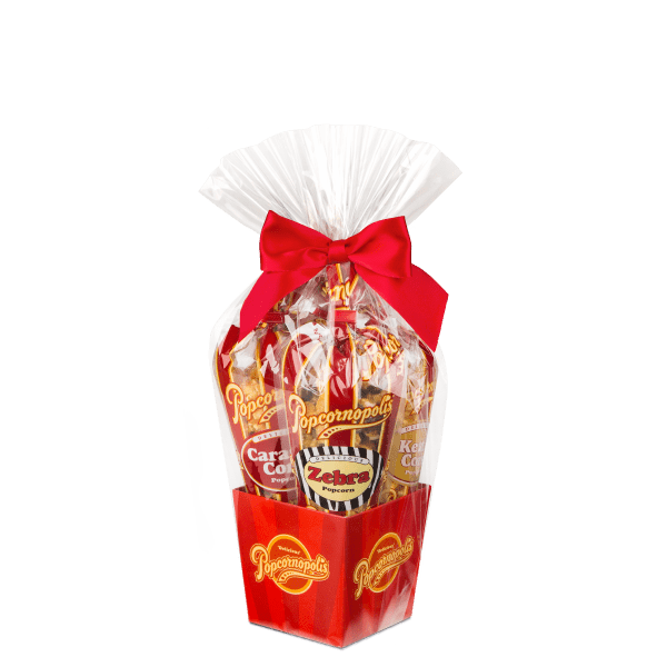 classic stripe 5 mini cone assorted gourmet popcorn gift basket