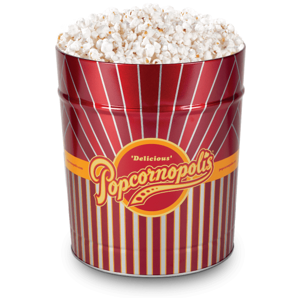 3.5 Gallon Tin of Popcornopolis® gourmet popcorn Nearly Naked assortment