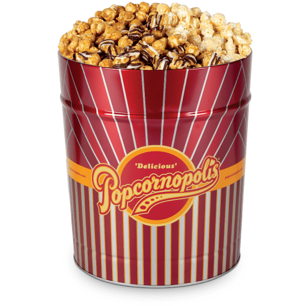 3.5 Gallon Tin of Popcornopolis® gourmet popcorn premium variety assortment