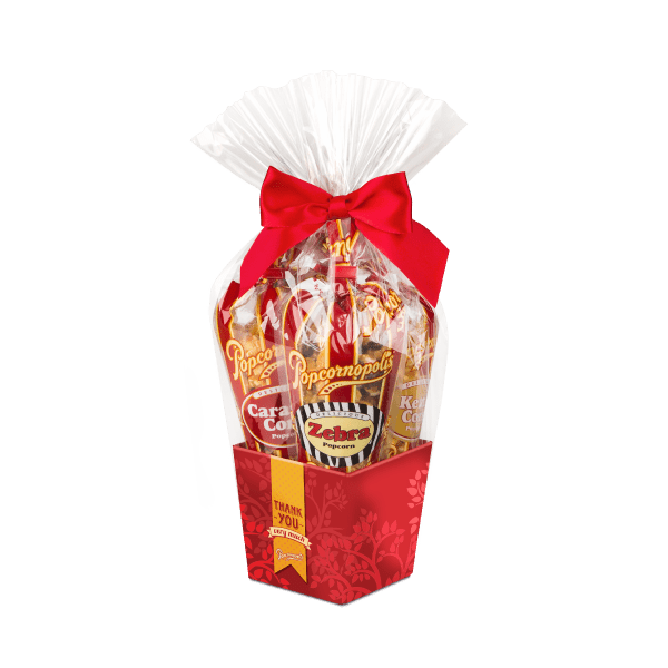 thank you 5 mini cone assorted gourmet popcorn gift basket