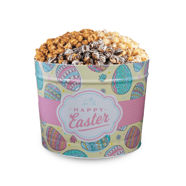 Easter 2-Gallon Tin Premium Assortment Zebra® Popcorn Caramel Kettle
