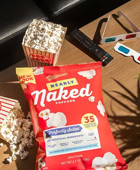 Nearly Naked Bag on table with movie glasses