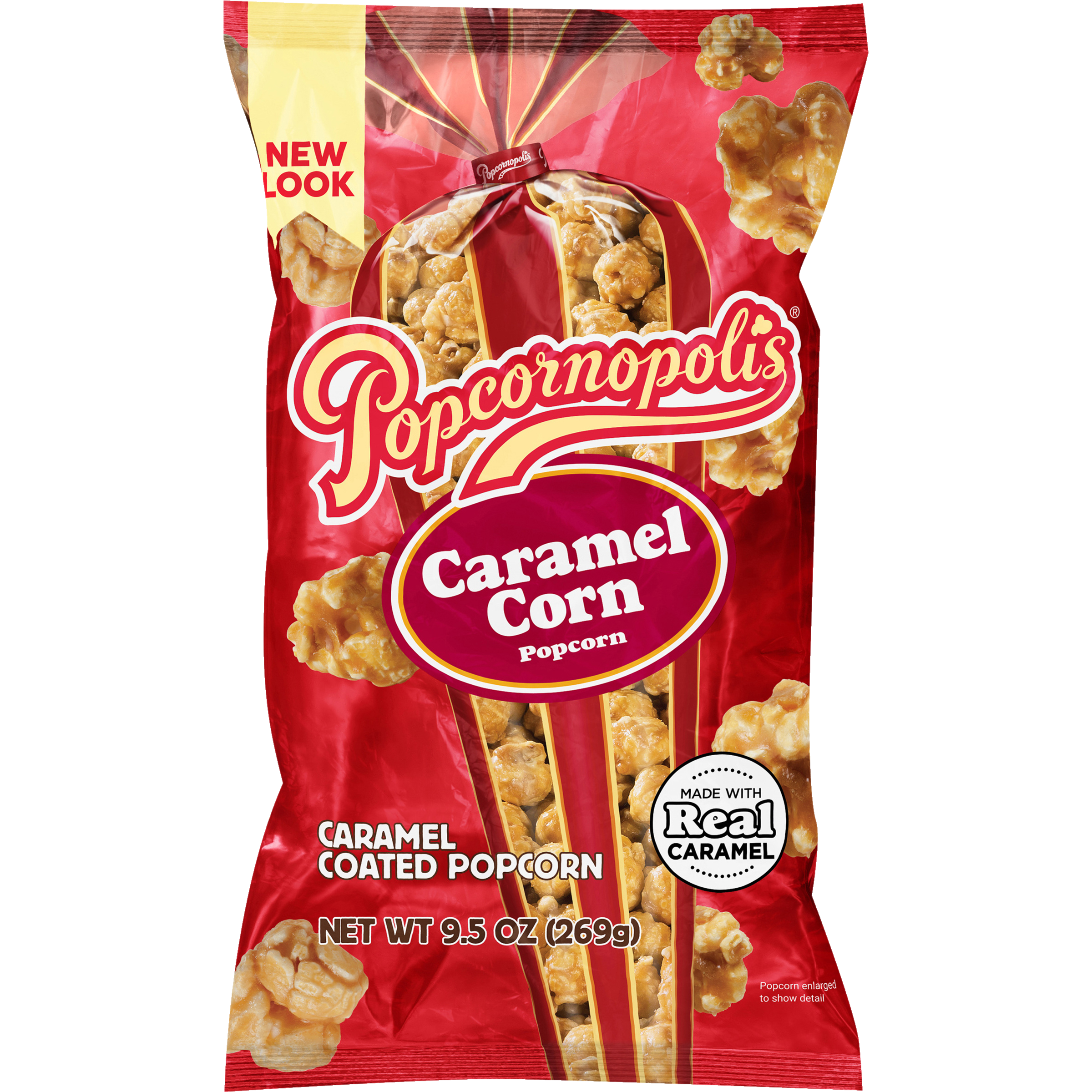 947061 Popcornopolis 9.5 oz Bag, Caramel Flavored Indulgent Popcorn H1C1