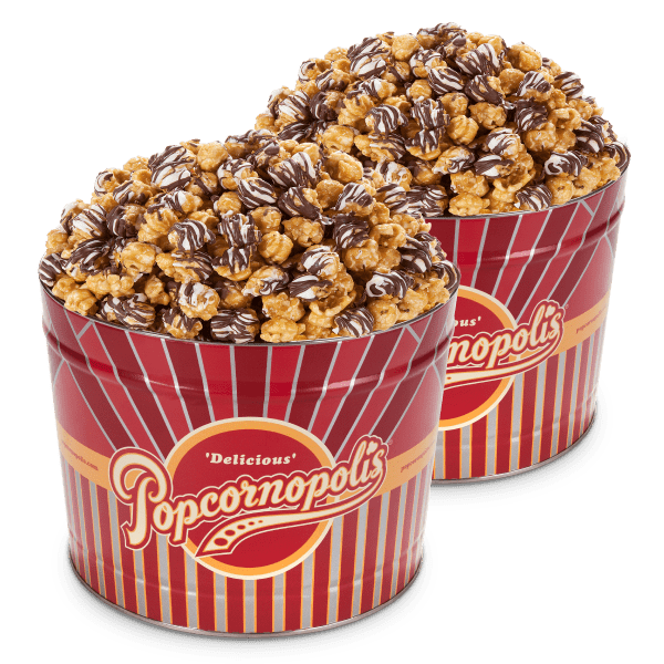 Two Tins of popcornopolis zebra gourmet popcorn