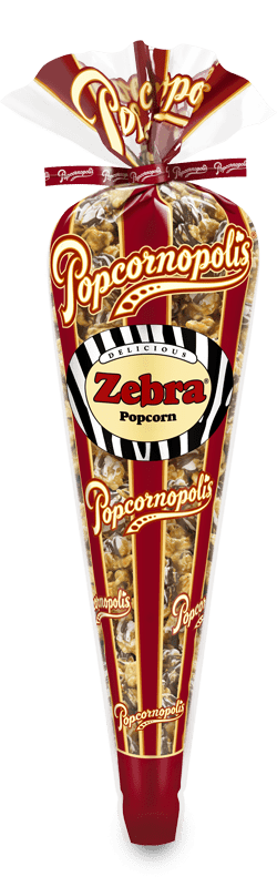 Zebra® Popcorn cone white and dark chocolatey drizzle