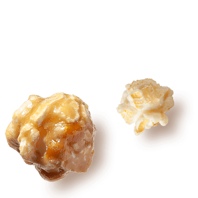 A picture of two kernels flavored Caramel Kettle.