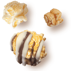 A picture of three kernels flavored Double Drizzle.