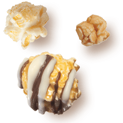 A picture of three kernels flavored Double Drizzle.