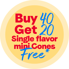 Buy 40 single flavor mini cones get 20 single flavor mini cones free