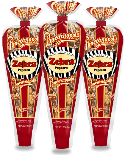 Three Zebra Popcorn mini cone for homepage hero